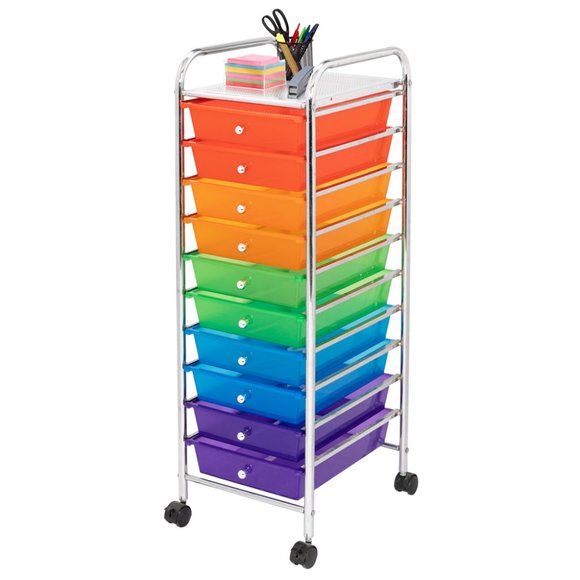 Multi-Color 10-Drawer Organizer Cart